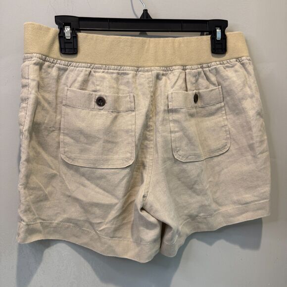 Athleta Tan Linen Drawstring Pull-On Shorts - Size 4, Lightweight Vacation Wear - Picture 2 of 8